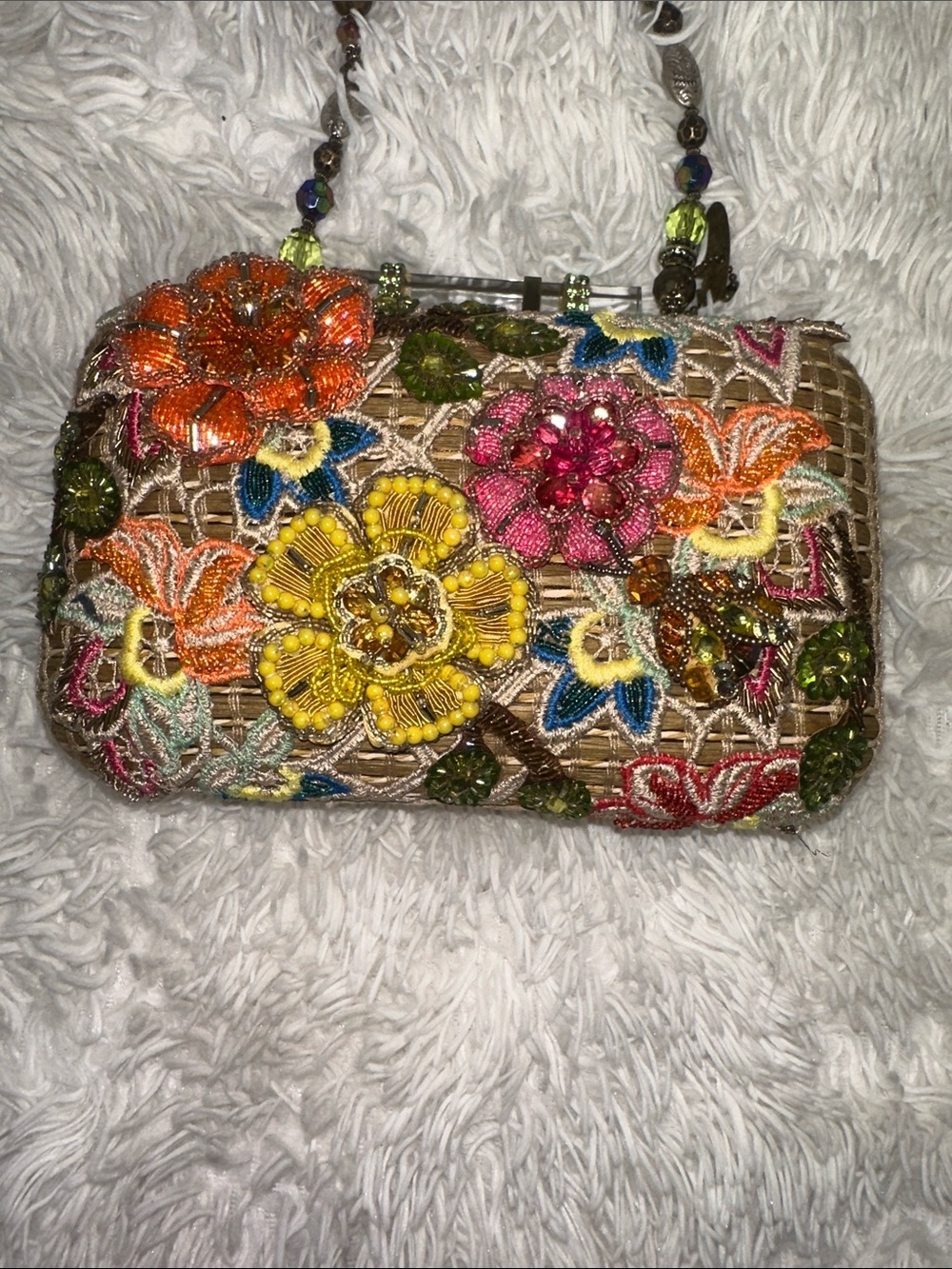 Mary Frances Multicolor Floral Beaded Box Clutch with Beaded Strap - Picture 2 of 14